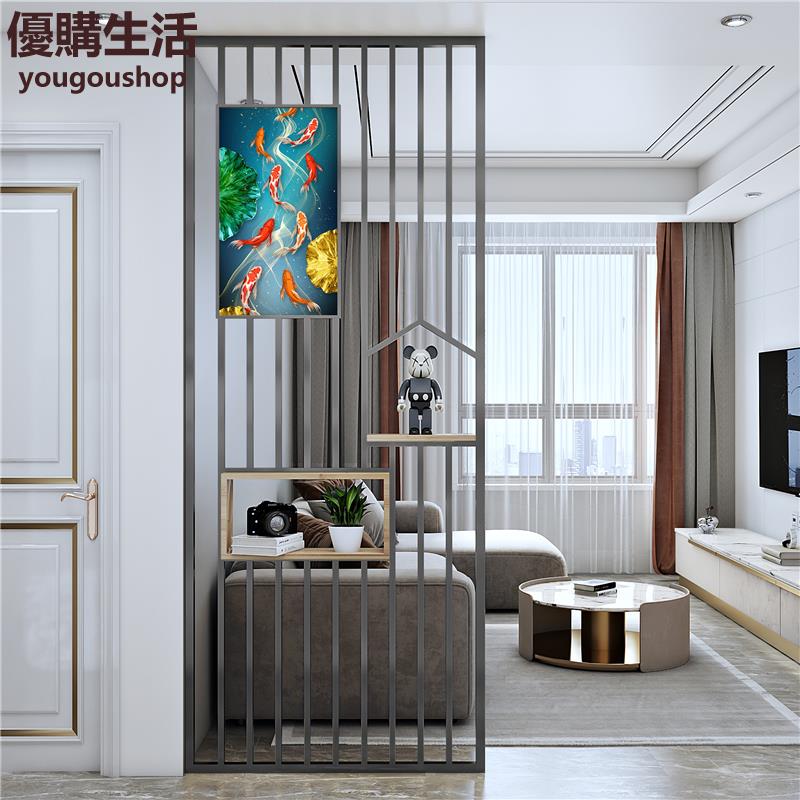 優購生活~新中式不銹鋼輕奢入戶網紅屏風隔斷客廳洗漱臺現代簡約玄關櫃鐵藝定製 屏風櫃 屏風 隔間 客廳 玄關櫃 隔板 屏風架訂製 可付費上門安裝
