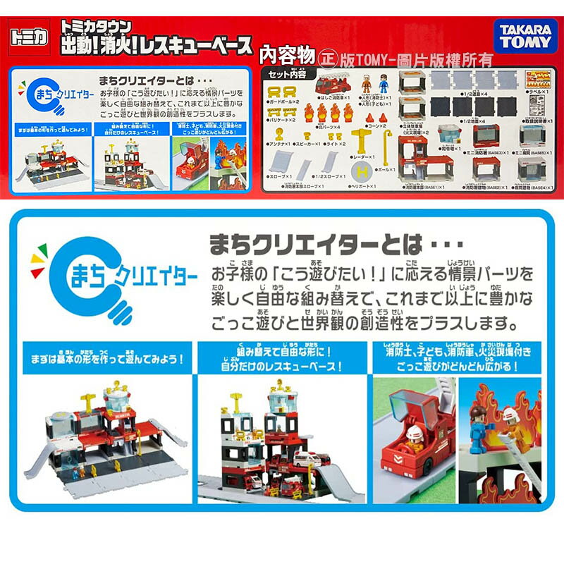 【Fun心玩】TW20968 正版 新城鎮 消防基地 (內附消防車*1) TOMICA 消防車 多美小汽車 場景 模型 6