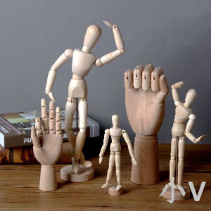 小V優購 創意關節木偶人木頭人偶桌面擺件人體模型木質手工藝品解壓小玩意