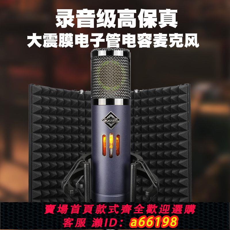 【臺灣公司 可開發票】F22電容大振膜48V34咪芯電子管麥克風聲卡手機直播錄音電容麥克風