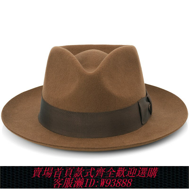 {臺灣公司貨 可打統編}denla秋冬天休閑百搭禮帽純羊毛呢時尚紳士帽女大簷英倫爵士帽男