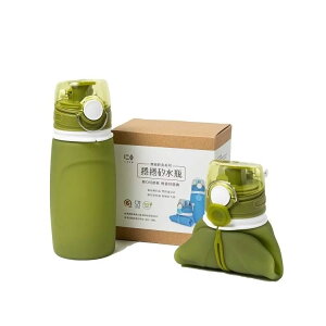 【仁舟淨塑】水壺 / 隨行杯 / 環保水瓶 捲捲矽水瓶-大地綠 550ml