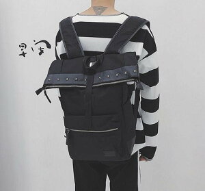 FINDSENSE品牌 日系 時尚潮流 男 鉚釘裝飾 學生包 旅行背包 多用途背包 書包 後背包 肩背包