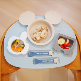 ✨現貨✨日本製｜Disney 迪士尼造型 兒童學習餐具組｜米奇米妮維尼｜可微波可洗碗｜湯匙叉子附餐盤｜5個月以上寶寶適用 1