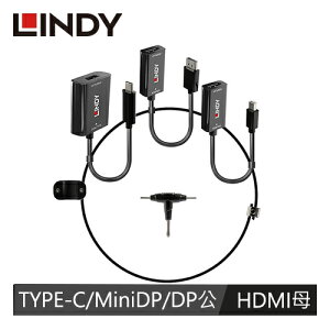 【最高22%回饋 5000點】  LINDY林帝 USB-C & MDP & DP TO HDMI 鎖線式轉接器組