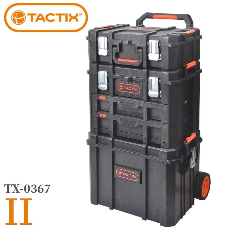 TACTIX TX-0367 移動工具箱 工具推車 可堆疊 工具箱 拉桿 工具箱 二代可分離式多用途重型套裝工具箱三件組
