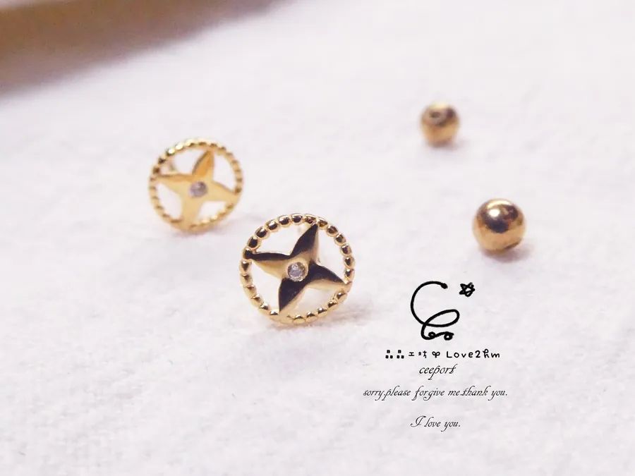 s925純銀鎖扣耳環十字花 鋯石 純銀耳環 925純銀 鍍黃金 晶晶工坊-love2hm 241303 2