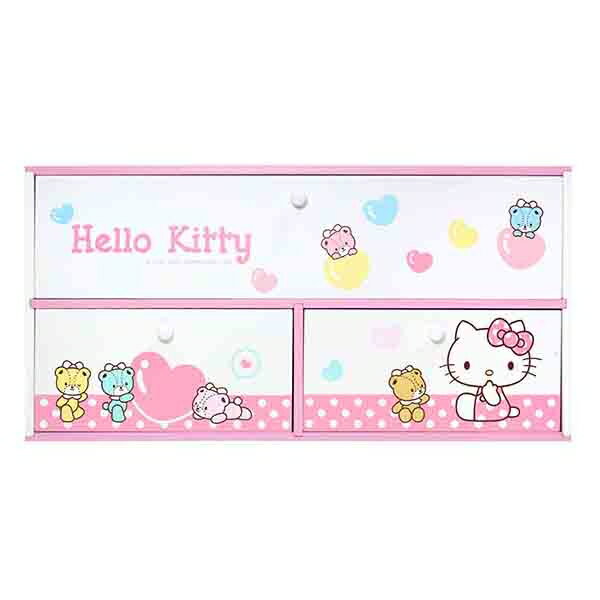 【震撼精品百貨】Hello Kitty 凱蒂貓 HELLO KITTY小熊三抽收納盒-粉紅*38560 震撼日式精品百貨