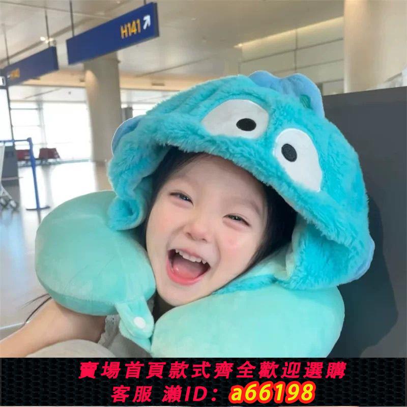 【臺灣公司 可開發票】可愛卡通小丑魚u型枕連帽脖子護頸便攜旅行飛機坐車長途睡覺頭枕