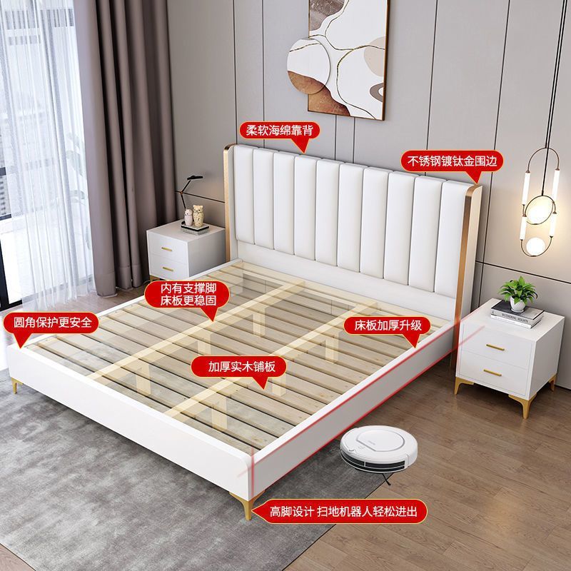 實木床現代簡約1.8米主臥雙人床家用臥室1.5米1.2單人床1m出租房
