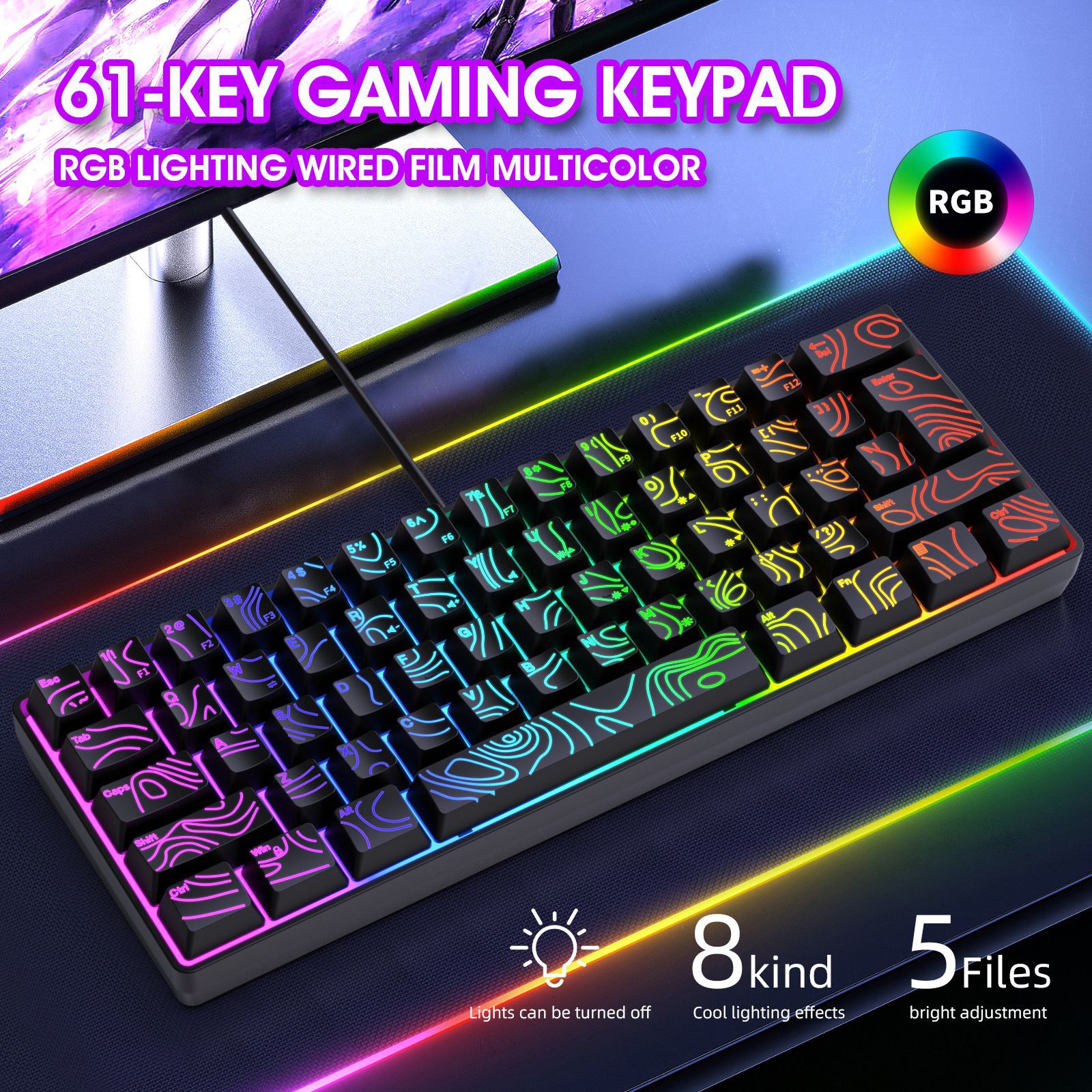 K401 contour keyboard RGB compact filmtype notebook comput