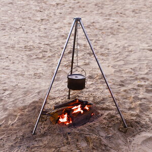 戶外野營三腳架三角架野炊燒烤架便攜式吊鍋支架篝火柴火露營燒火
