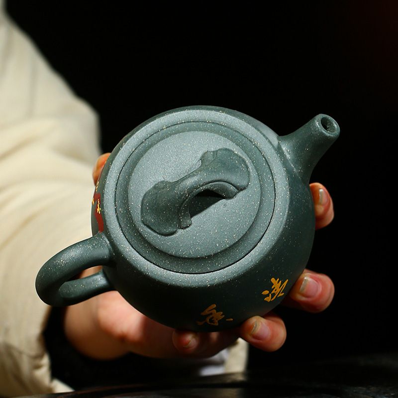 工廠直銷 免運 茶壺 紫砂壺 正宗紫砂壺宜興名家純手工泡茶壺家用功夫茶具套裝綠泥仙桃井欄壺特惠/可開發票Z1017 3
