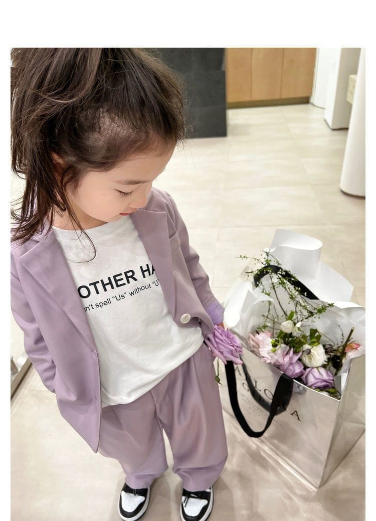 春季女童紫色西裝兩件套