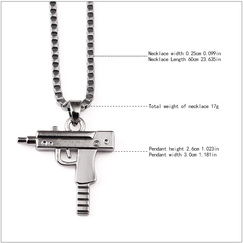 Sup 16SS Gold Bar Pendant 14K 烏茲沖鋒小機槍男女吊墜情侶項鏈