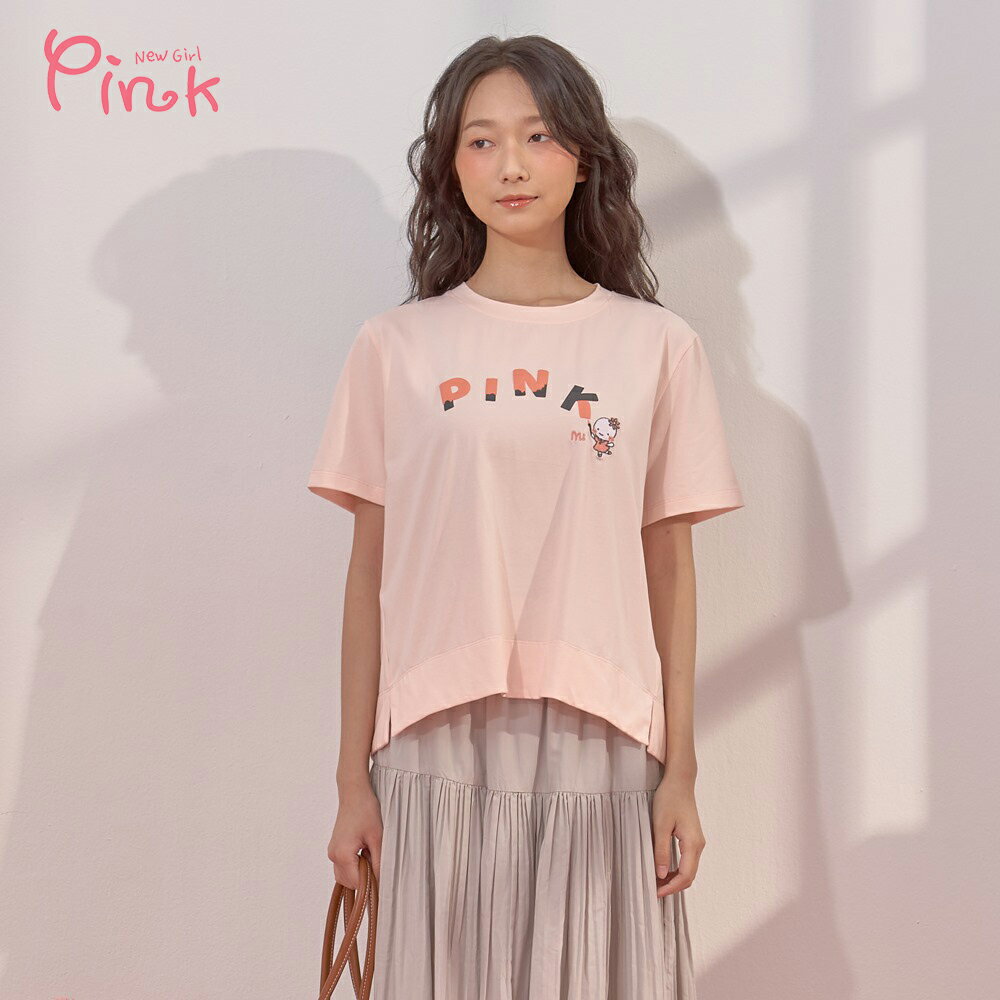 Pink*小米圖繡短袖上衣 (3色) Y1310AQ