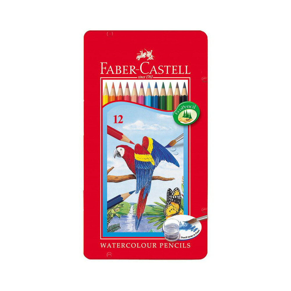 FABER-CASTELL 輝柏 水性 彩色鉛筆 水彩色鉛筆 附水彩筆 鐵盒 12色 /盒 115913