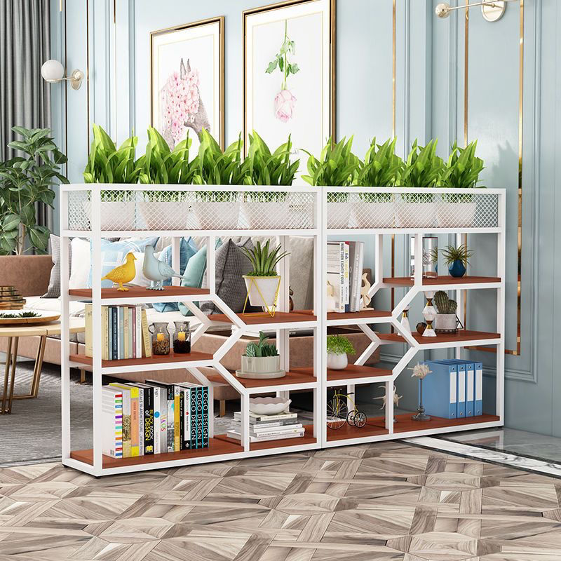 【最低價】【公司貨】鐵藝隔斷置物架書架餐廳裝飾屏風落地書柜家用客廳辦公室玄關花架 4