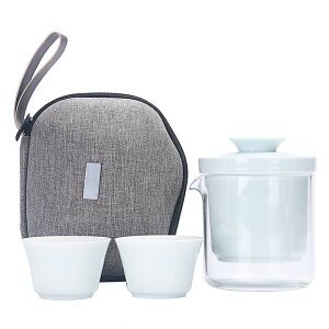日式簡約玻璃旅行功夫茶具便攜收納包一壺兩杯快客杯陶瓷杯
