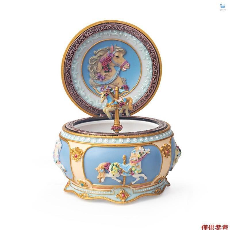快速出貨 台灣現貨夜光旋轉木馬音樂盒七彩燈光旋轉木馬音樂旋轉馬生日週年紀念節日禮物送給女朋友孩子妻子朋友-佳能