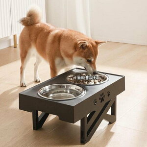 『台灣x現貨秒出』腳印挖洞設計大型犬用可調節 狗寵物雙碗架餐桌