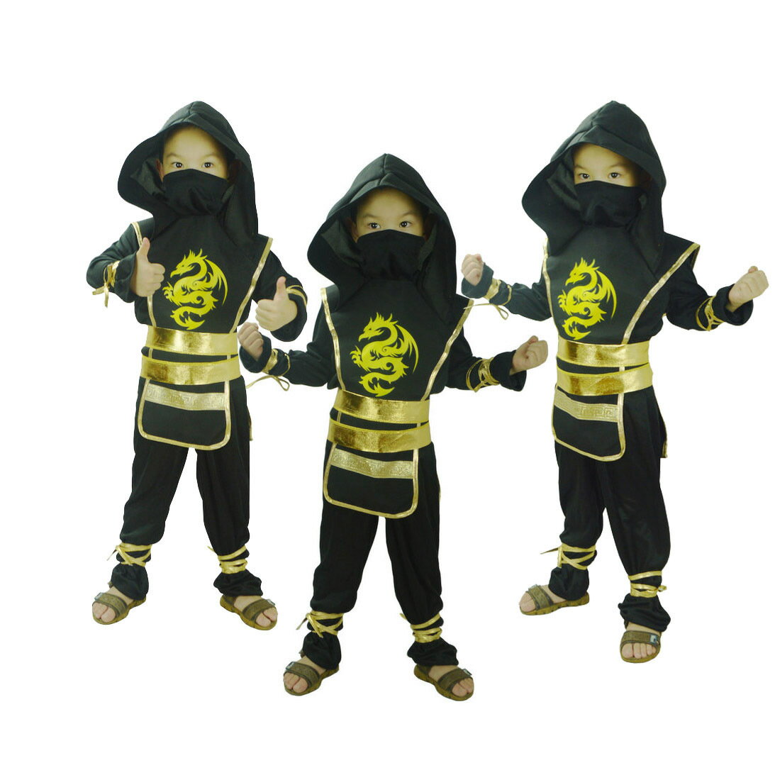 萬聖節Cosplay兒童忍者扮演服裝男兒童表演龍服裝兒蒙麵男服飾