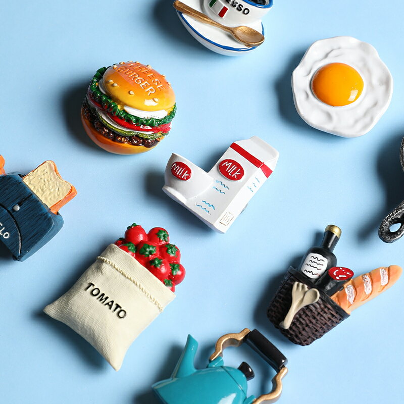 立體3d創意冰箱貼可愛磁性貼北歐風冰箱裝飾仿真食物留言貼