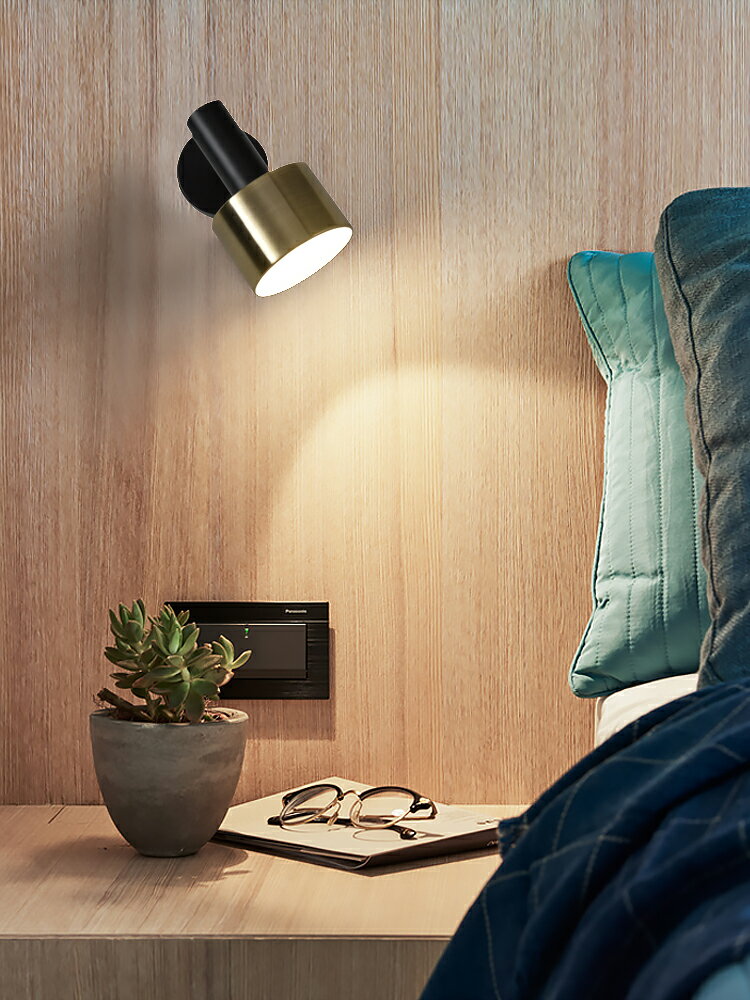 床頭燈壁燈臥室燈簡約現代創意免接線墻壁燈極簡輕奢客廳北歐燈具