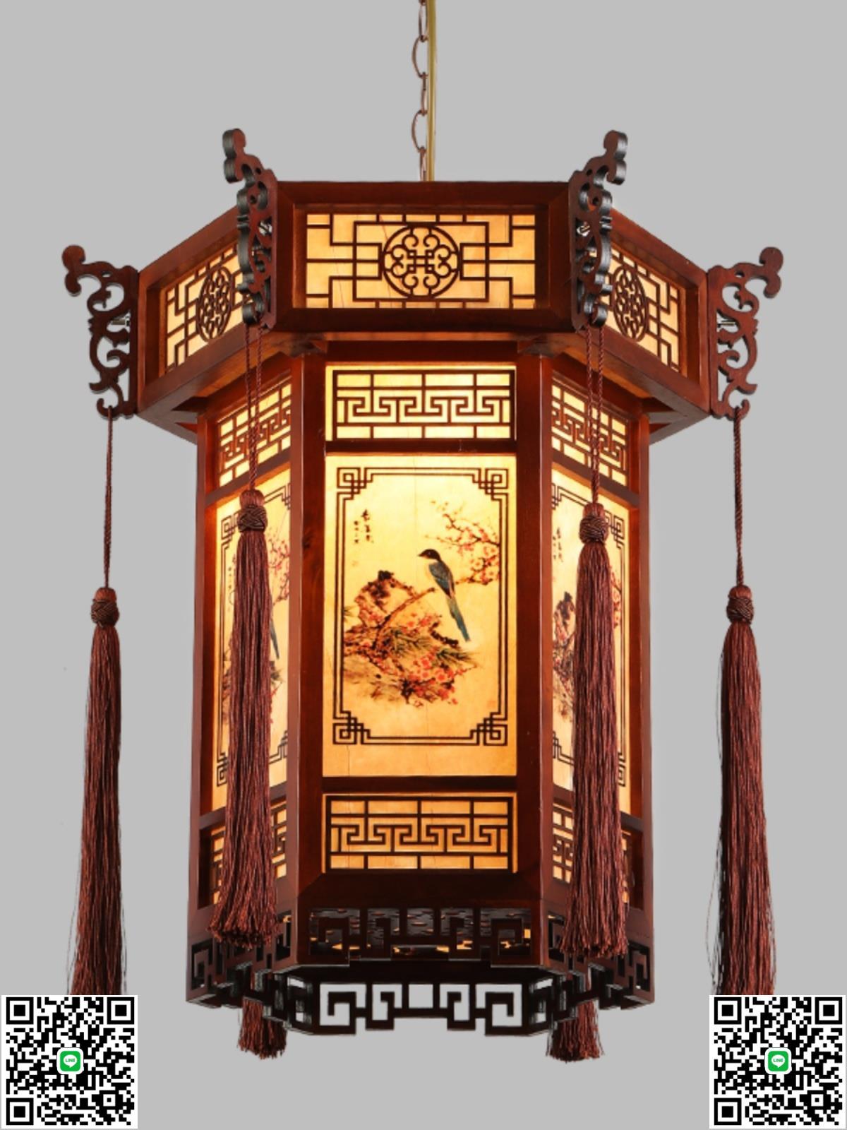 中式實木六角宮燈陽臺紅燈籠吊燈寺廟祠堂中國風仿古建築門頭戶外-淘淘屋