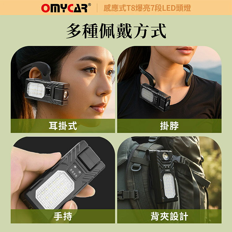 【OMyCar】感應式T8爆亮7段LED頭燈 (一年保固) 停電 超強光 釣魚頭燈 登山頭燈 工作燈 3