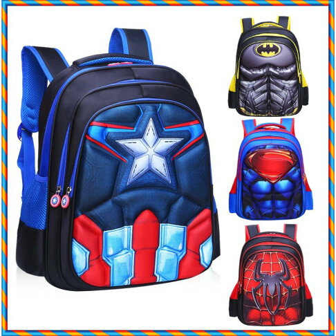 櫻桃嚴選 大班/國小1-6年級 英雄聯盟護脊護背 卡通國小書包 雙肩書包 小學生書包 蜘蛛人 蝙蝠俠 美國隊長 超人 0