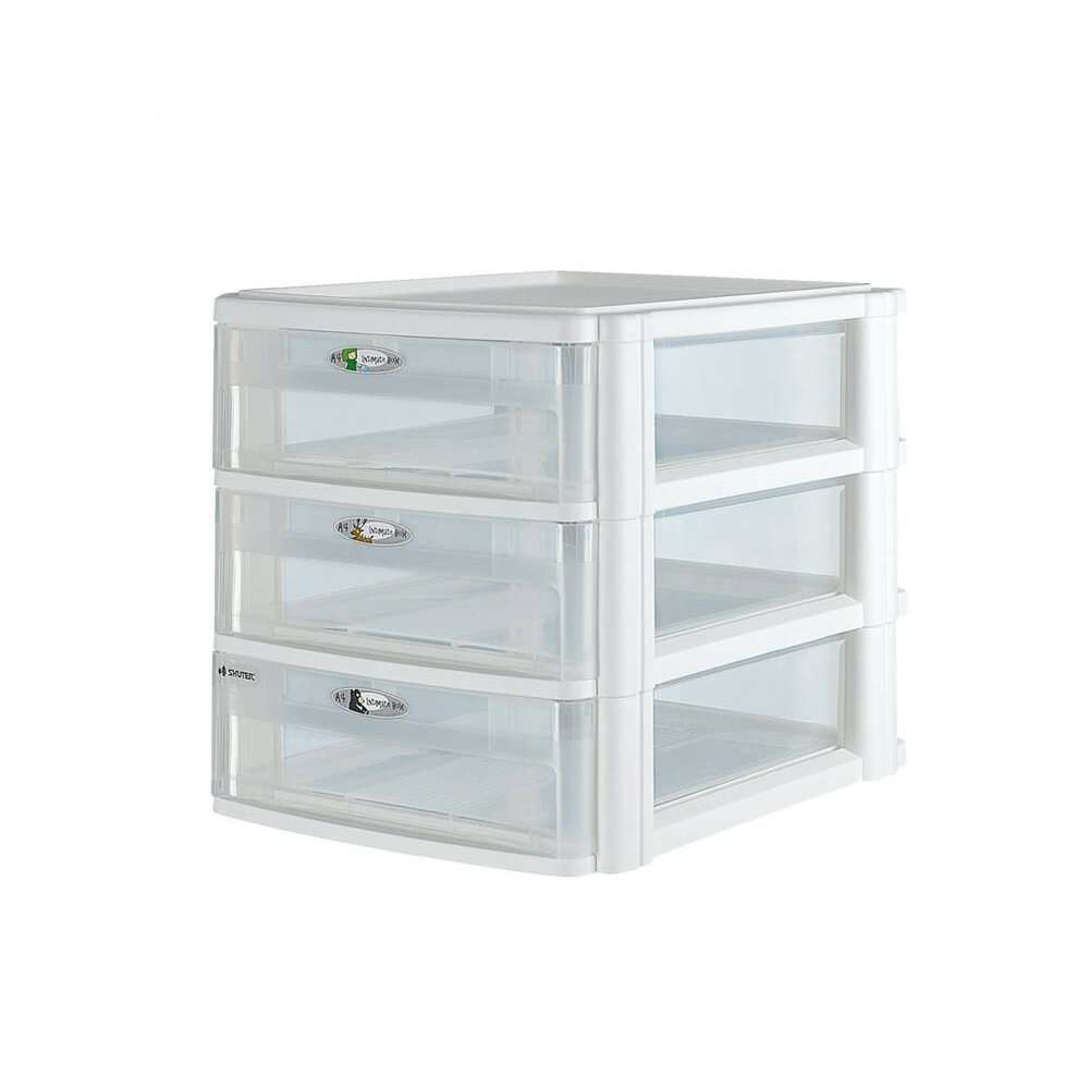 樹德SHUTER 三層 魔法收納力A4玲瓏盒 白櫃透明抽 /組 PC-2403