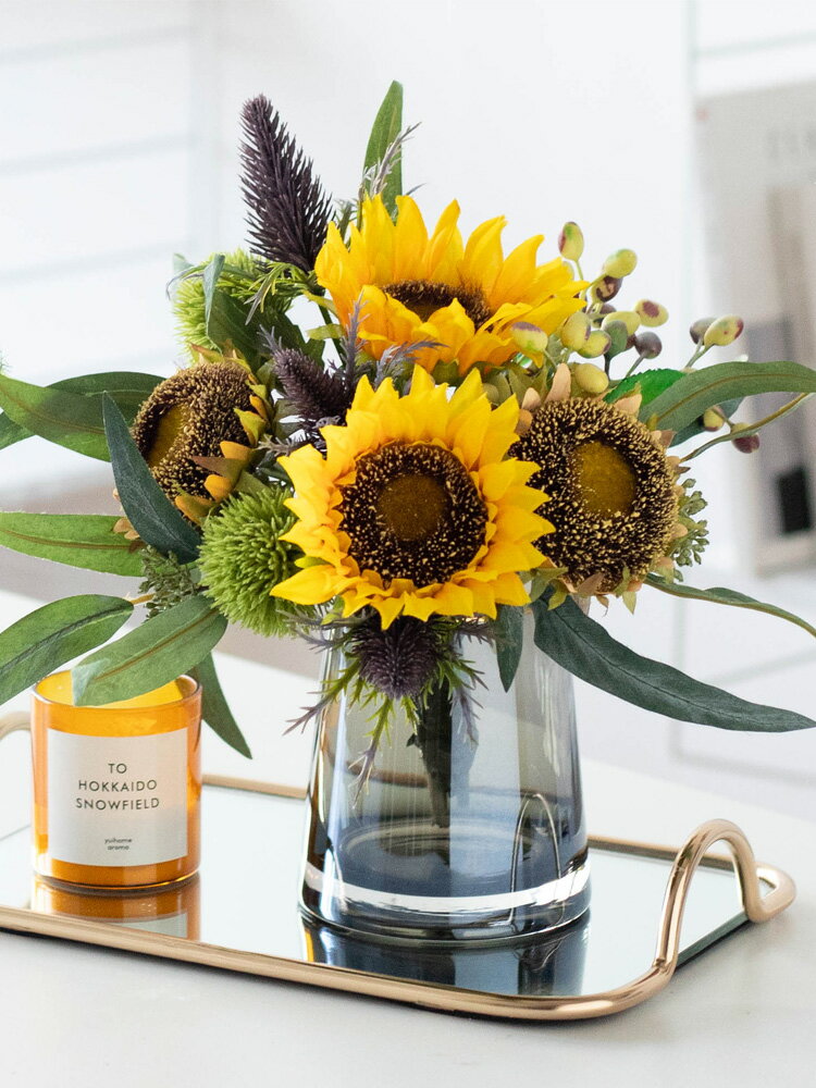 南十字星 向日葵仿真花束太陽花瓶裝飾擺件 客廳假花絹花餐桌擺設