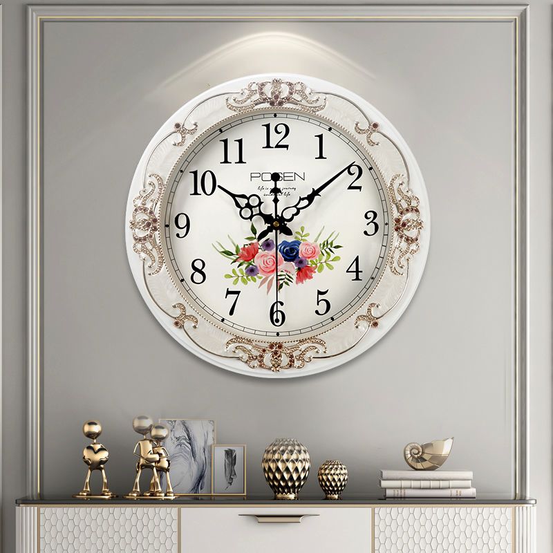 歐式掛鐘 歐式掛鐘客廳家用現代簡約靜音鐘表高檔新款免打孔石英鐘掛墻時鐘