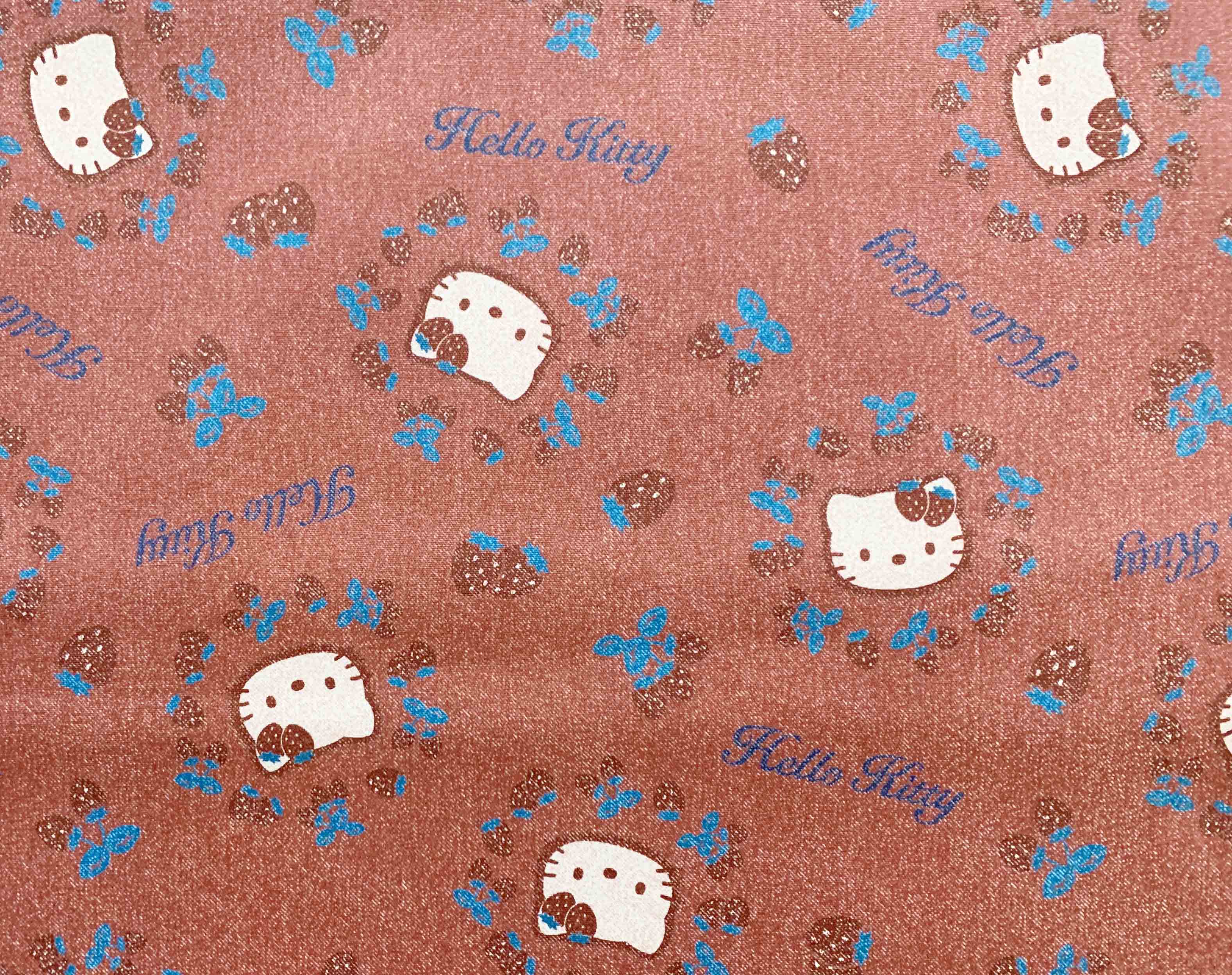 【震撼精品百貨】Hello Kitty 凱蒂貓~日本三麗鷗SANRIO KITTY日本正版布料110X100CM-牛仔布草莓紅*14008