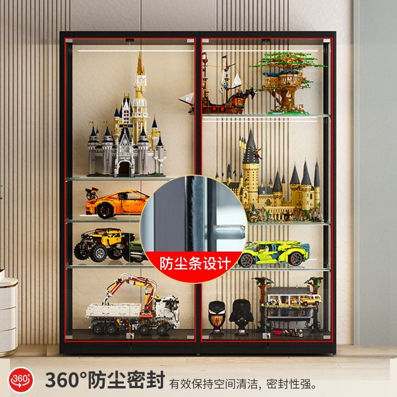 玻璃櫃 開發票 免運 手辦樂高展示櫃玩具模型收納防塵玻璃櫃子透明擺櫃泡泡瑪特展示盒LL126公司貨