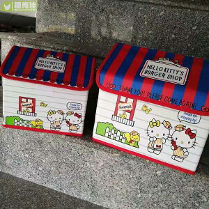 日系卡通 Kitty KT收納盒 創意卡通可折疊收納箱 PU 無紡布可折疊 大號收納箱 置物盒