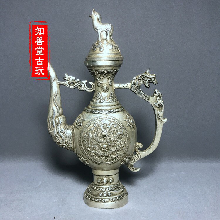 特價仿古銅器純銅龍頭銅壺擺件 古玩工藝品酒壺水壺裝飾禮品收藏