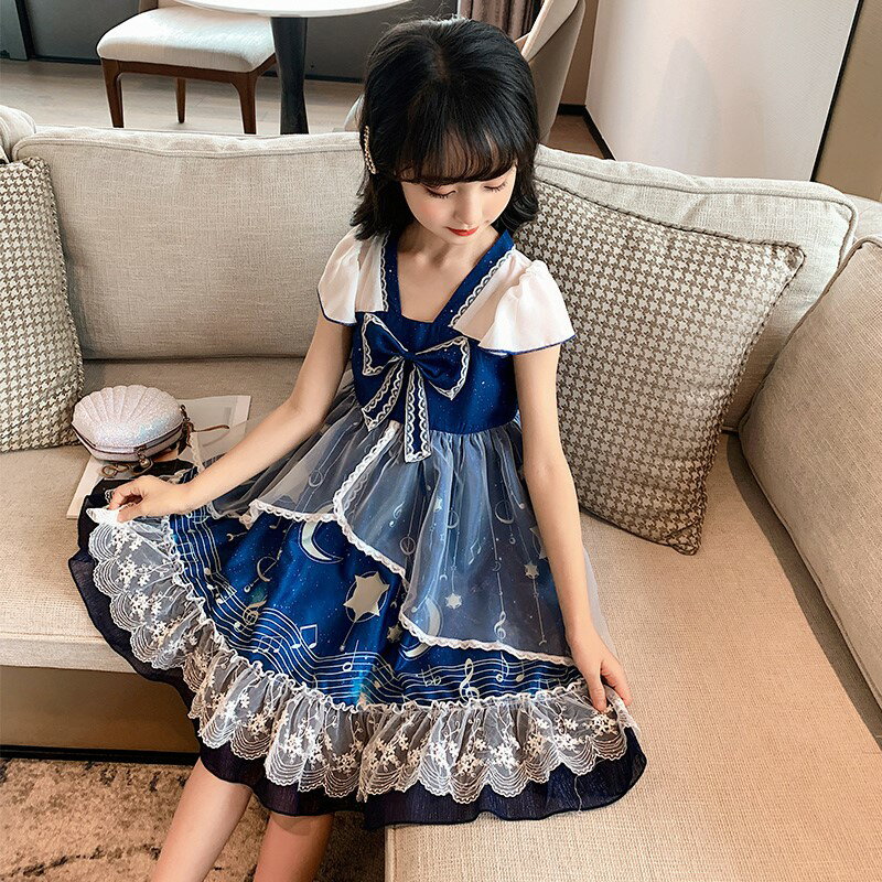 韓國女童夏裝洛麗塔連衣裙2022新款兒童洋氣蓬紗裙夏季公主裙子