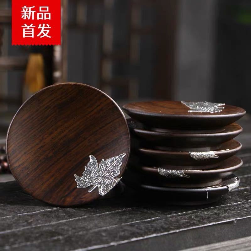 黑檀實木杯墊茶墊創意木質茶杯墊隔熱墊防滑茶托功夫茶具茶道配件