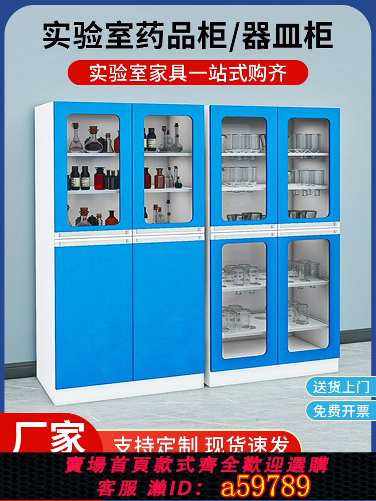【臺灣公司 可打統編】實驗室醫院試劑櫃全木藥品櫃器皿櫃儀器櫃帶鎖玻璃視窗檔案樣品櫃