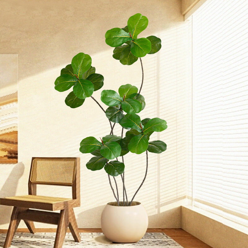 免運可開票 琴葉榕模擬綠植盆栽高階仿真植物半懸浮花器客廳裝飾【ppd6002】