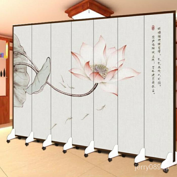 新中式屏風隔斷客廳臥室玄關移動折疊辦公室山水花鳥裝飾定制折屏