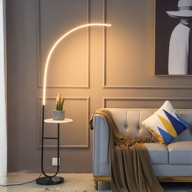 北歐落地燈客廳簡約現代LED沙發燈臥室床頭ins風創意個性弧形燈
