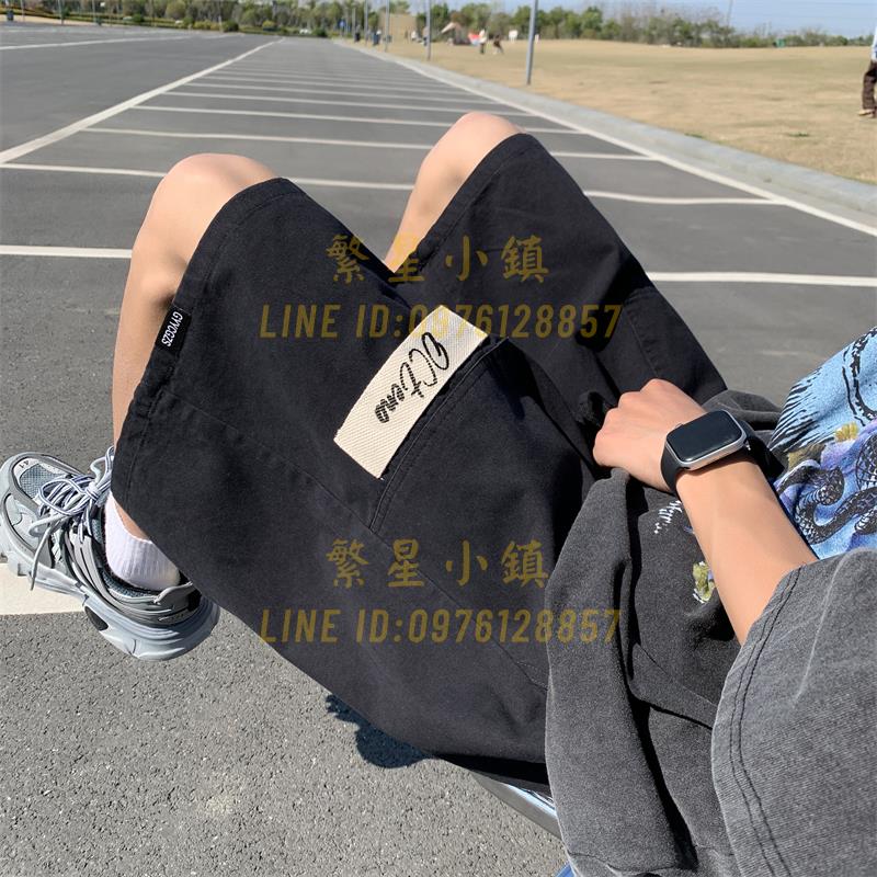 日系复古纯棉休閒工装短裤男款夏季潮牌高街百搭宽松阔腿五分中裤【繁星小鎮】