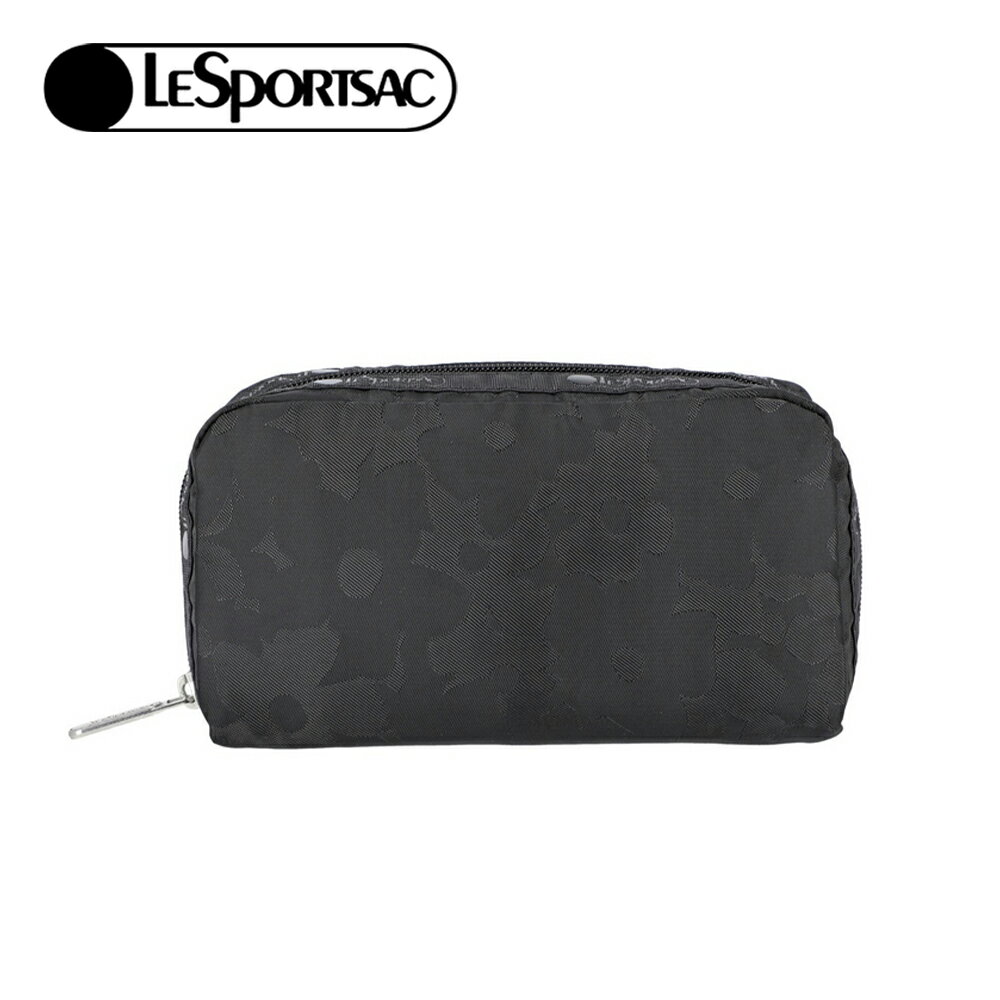 LeSportsac 2025夏季新品 Rectangular Cosmetic 長形化妝包(6511) HD72黑色花卉