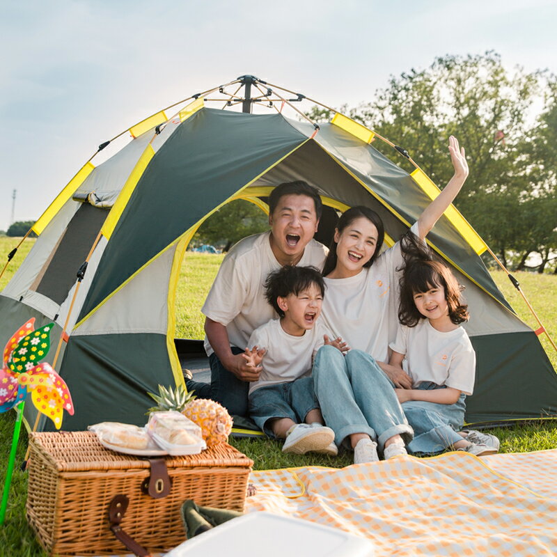 露營帳篷 帳篷 戶外野餐野營加厚裝備便攜式自動防暴雨野外露營家用可折疊 全館免運
