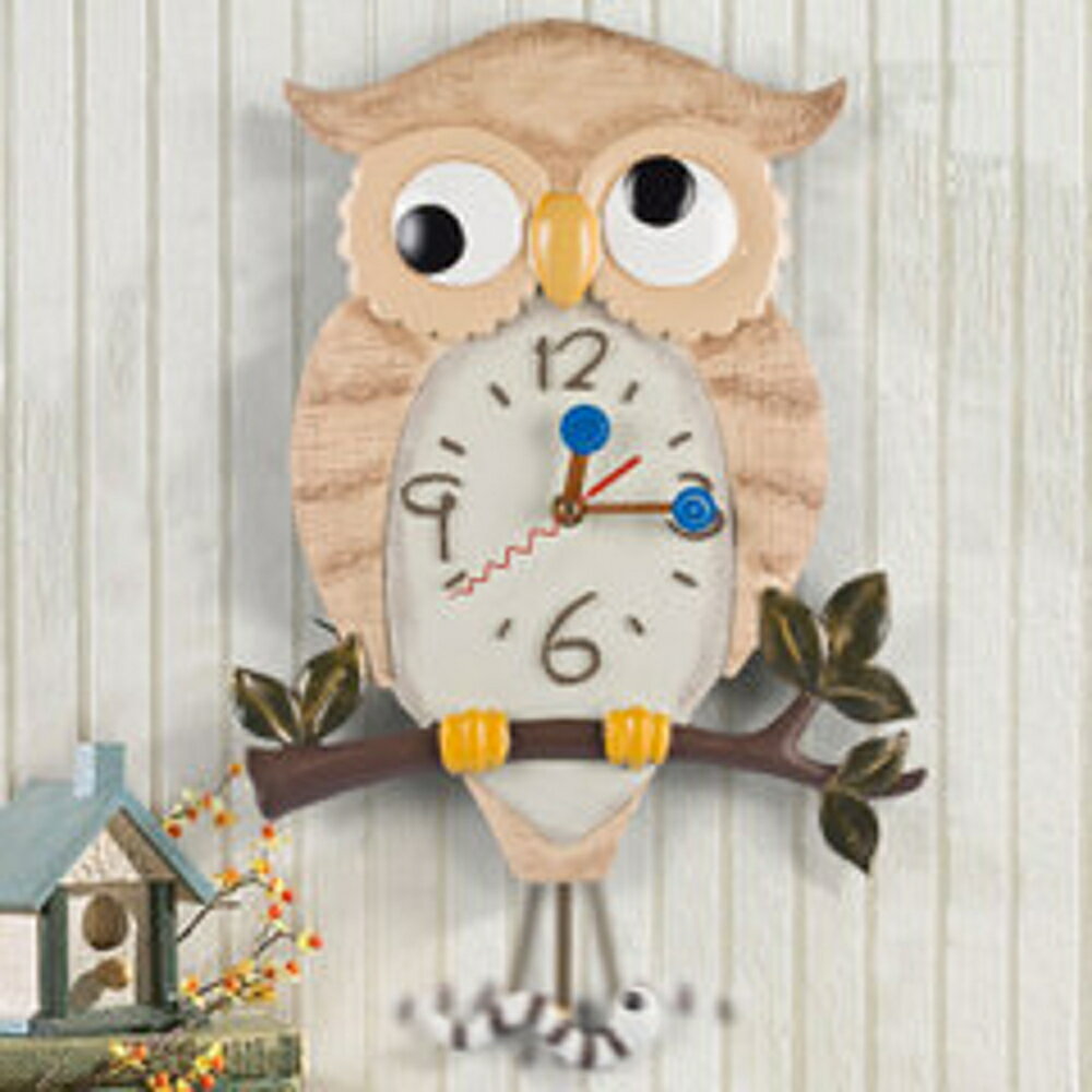 ✤宜家✤可愛創意Owl 掛鐘1 創意家居裝飾品 兒童房 客廳 臥室可愛壁鐘
