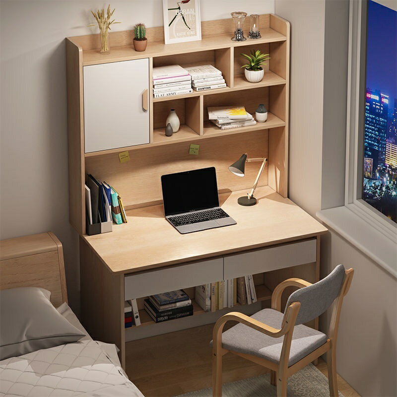 【限時折扣】電腦桌 書桌 書架組合一體 家用簡易學生學習桌子 椅子 一套臥室小桌子