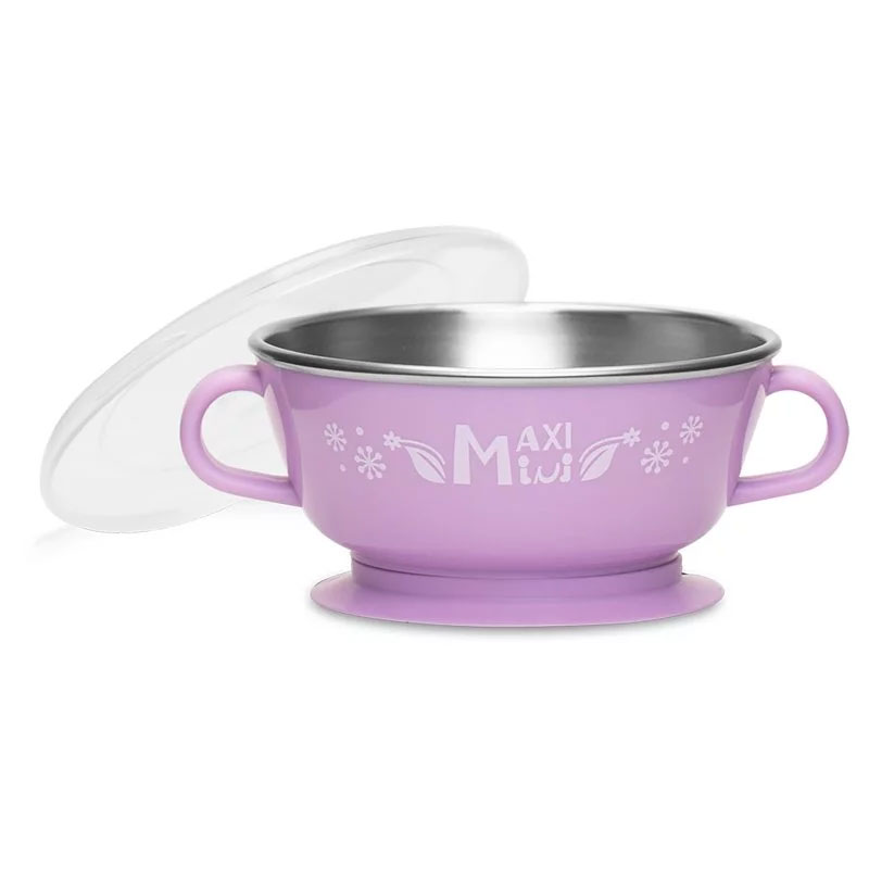 【MaxiMini】 嬰幼兒抗菌不鏽鋼湯碗(馬卡龍紫)